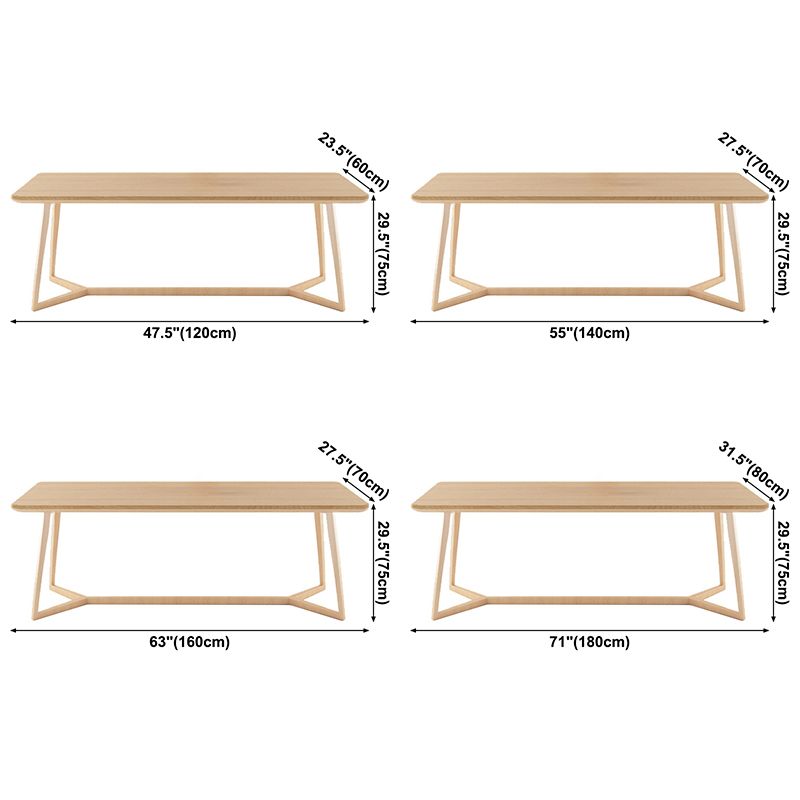 Pine Solid Wood Rectangle Dining Table Contemporary Kitchen Wood Table with Double Pedestal