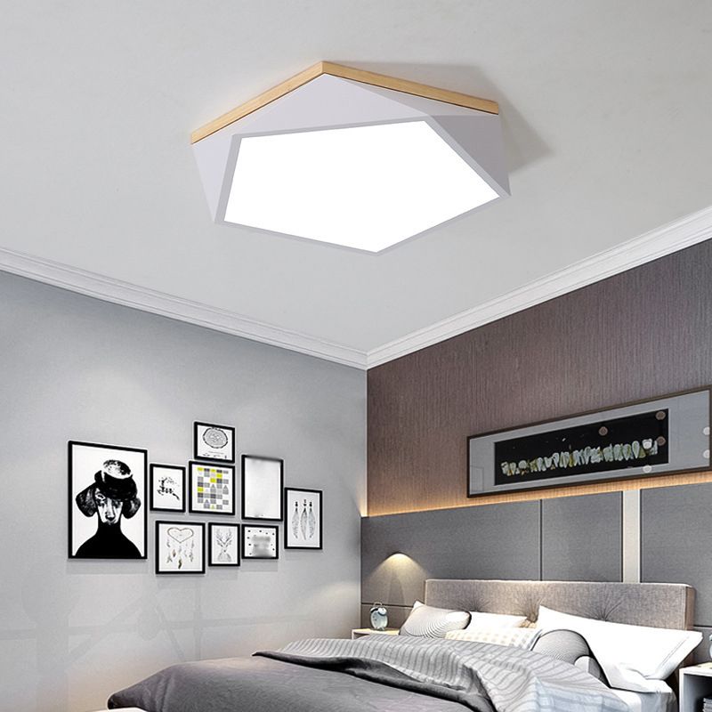 Moderne minimaliste LED géométrique Flush Mount Wrought Iron Ceiling Light with Acrylic Shade