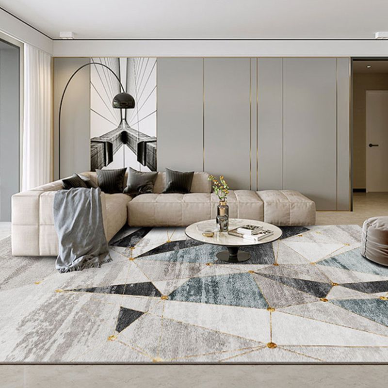 Contemporary Geometric Pattern Carpet Polyester Indoor Rug Pet Friendly Area Rug for Home Decoration
