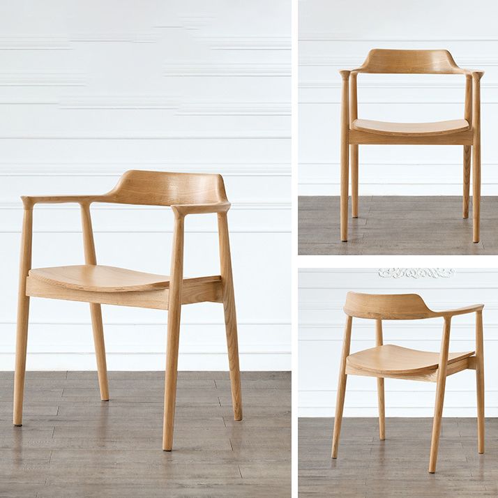 Modern Style Wooden Matte Finish Dining Arm Chair Open Back Arm Chair for Home Use