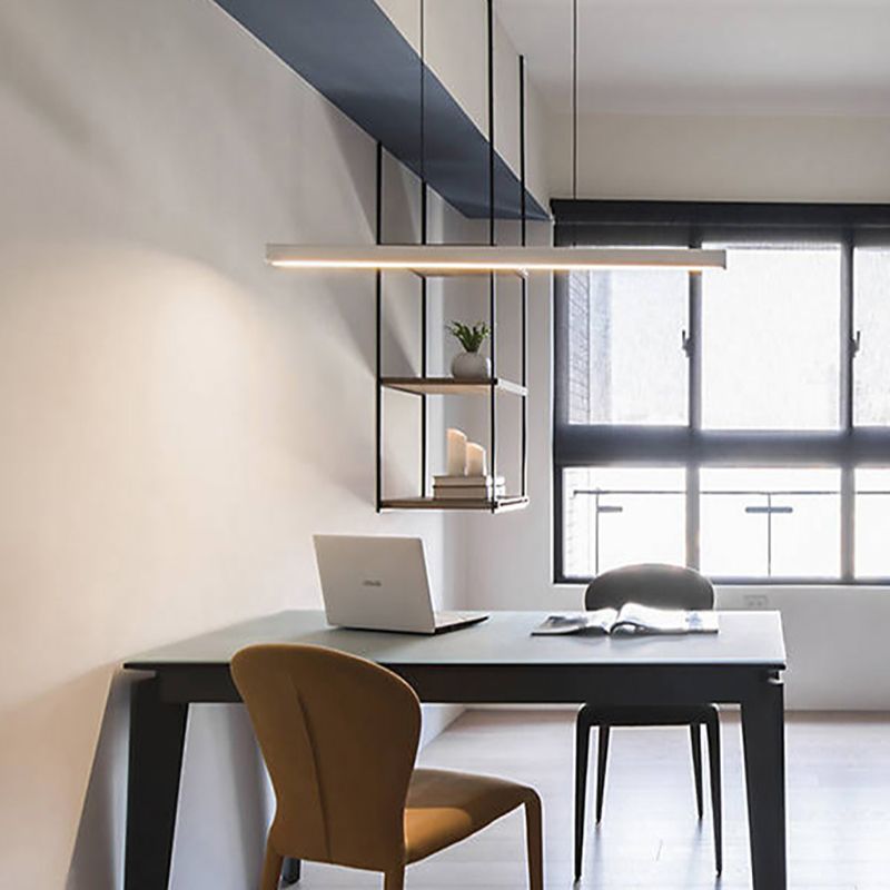 Nordic Pendant Light Modern Simple LED Long Strip Long Chandelier Lampe pour salle à manger