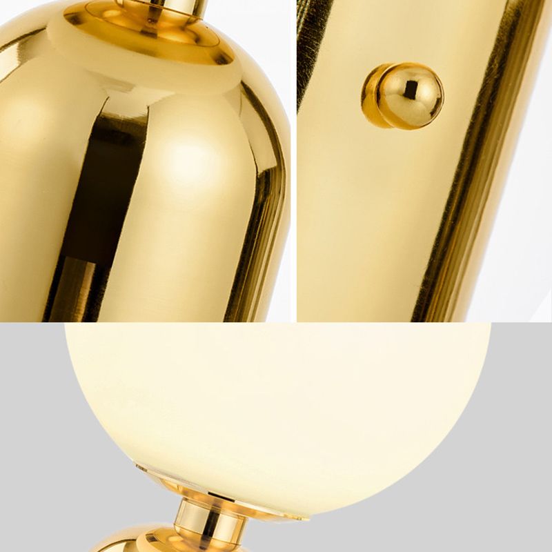 Lampada da tavolo globo in vetro bianco latte Lampada da comodino modernista in oro a 1 luce per comodino
