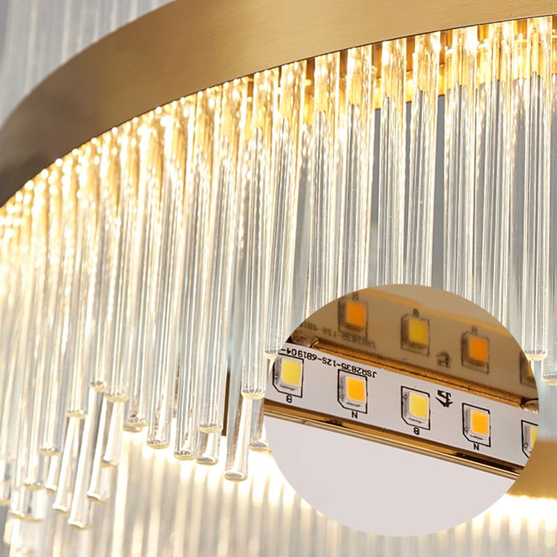 Modern Concise LED Pendant Light Glass Circular Chandelier for Living Room