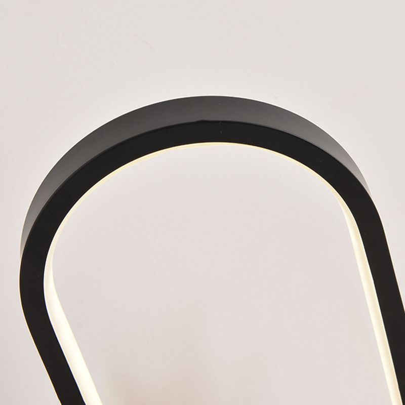 1 Light Oval Nightstand Lamp Contemporary Metal Nightstand Lamps for Bedroom