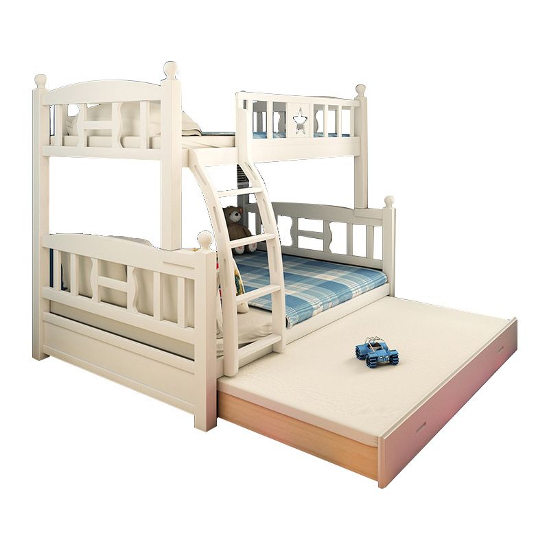 Beech Bunk Bed Modern Style Bunk Bed with Footboard in White