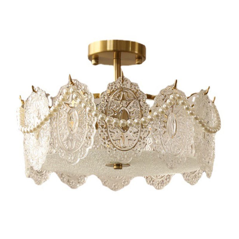 Contemporary Creative Ceiling Lamp Glass Shade Flush Mount Light Fixture
