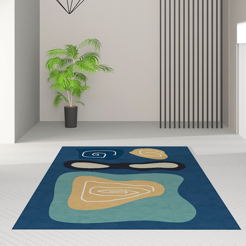 Navy Nordic Carpet Polyester Graphic Carpet Non-Slip Backing Carpet for Living Room