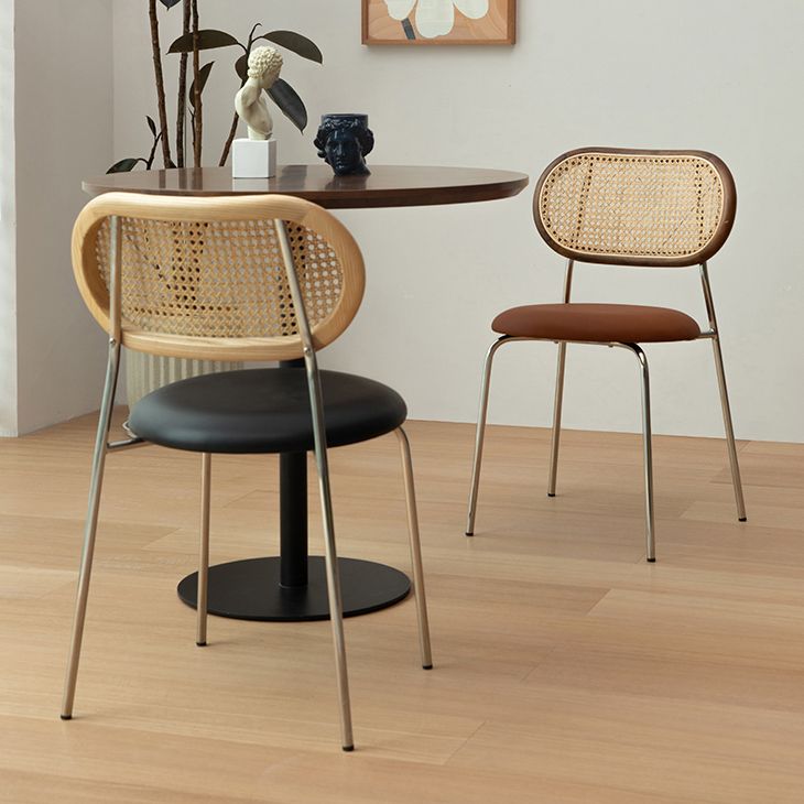 Faux Leather upholstery Dining Chairs Modern Armless Open Back Dining Side Chair