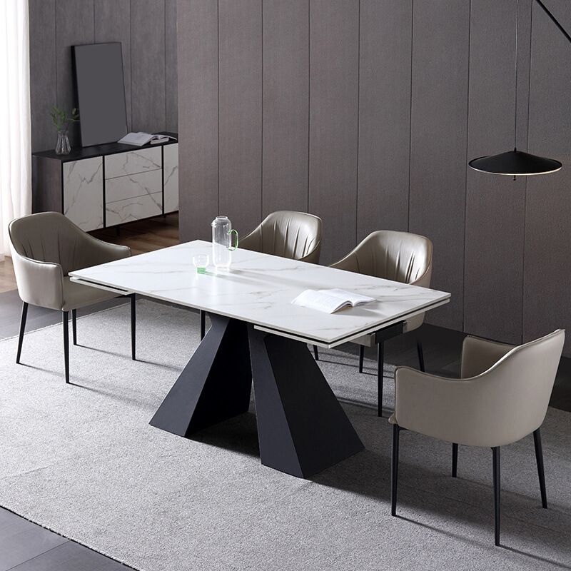 Modern Style Sintered Stone Dining Table Set Rectangle 1/2/5 Pieces Dining Set