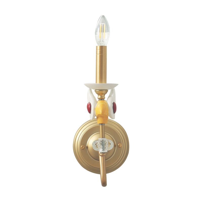 Candelabra metal de pared de pared de montaje para niños con una sola bombilla de oro lámpara de oro para dormitorio