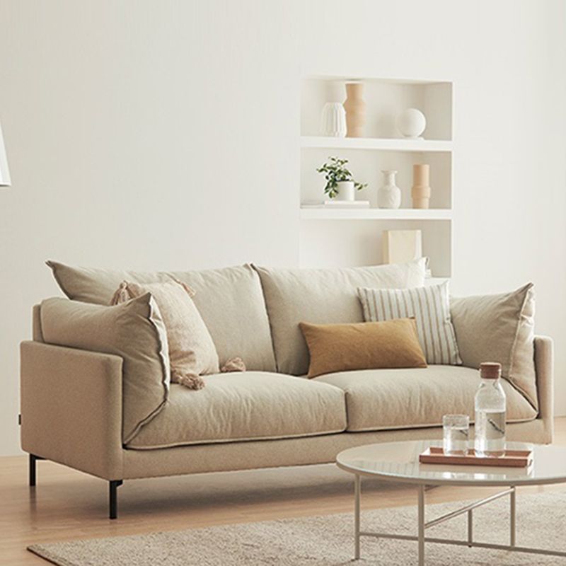 Modern Living Room Fabric Sofa Recessed Arm Loveseat with Black Legs