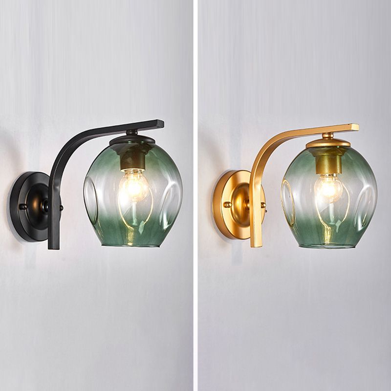 Gradient Color Concave Glass Wall Lamp 1-Light Contemporary Simplicity Style Wall Mounted Light for Hallway