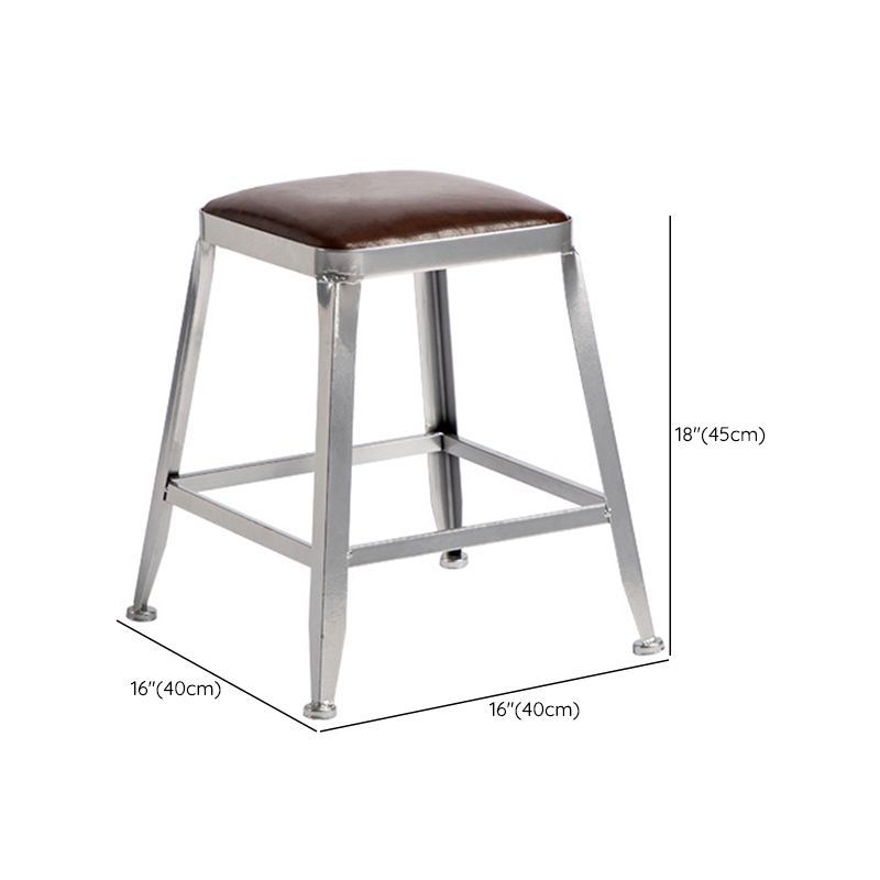 Metal Dining Stools Contemporary Armless Faux Leathe Bar Stools