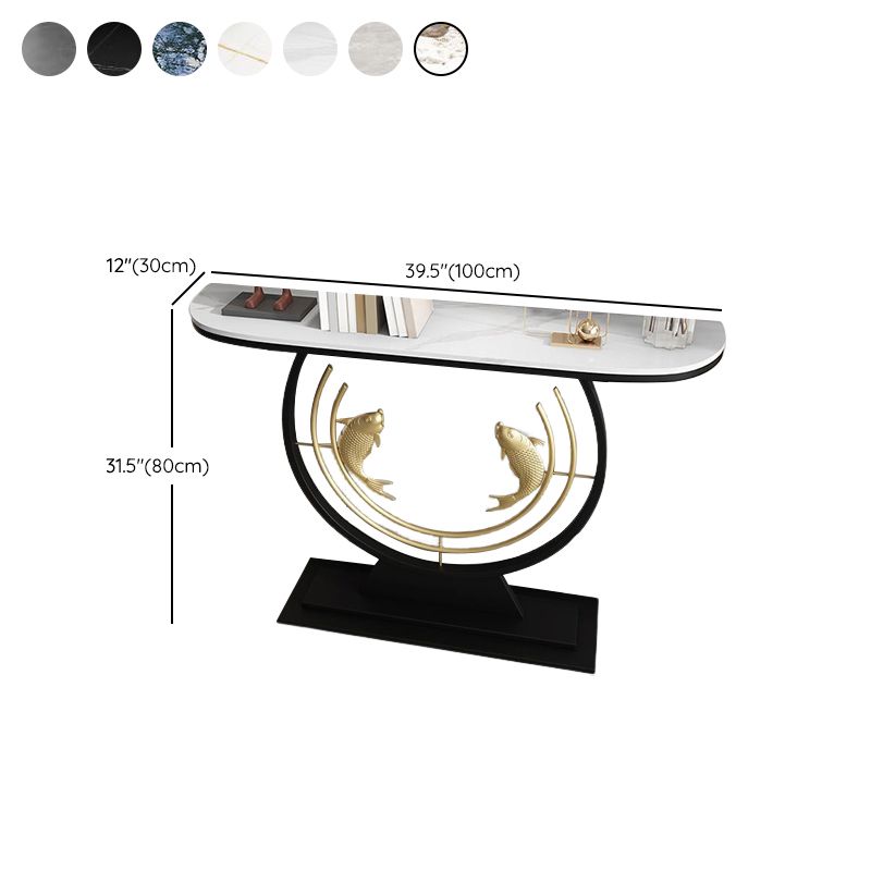 Glam Console Sofa Table Antique Finish Half Moon Console Table