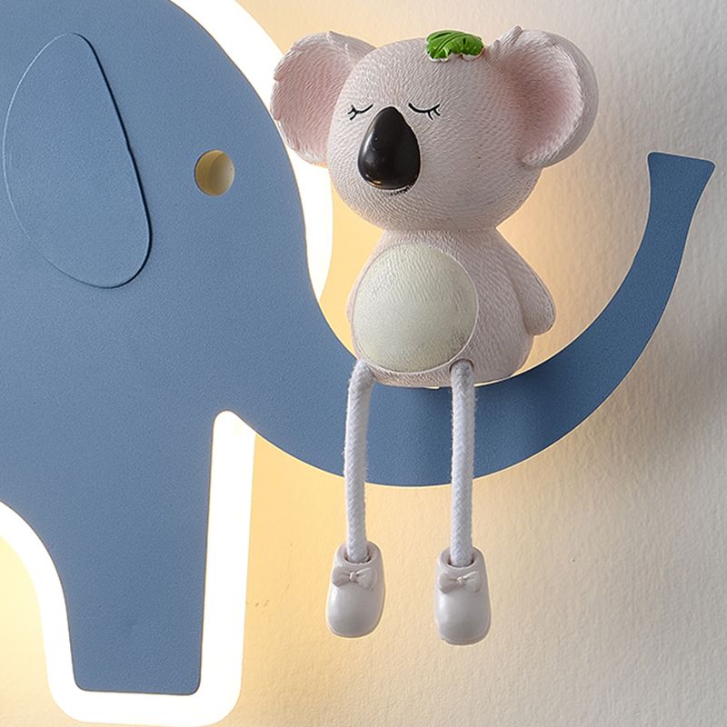 Cartoon Style Wall Light Colorful Metal Wall Lamp for Children's Room (Included Doll)