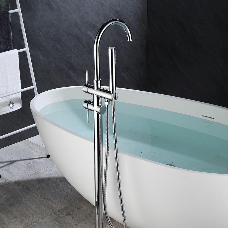 Floor Mounted Freestanding Bathtub Faucet Modern Style Metal Freestanding Faucet