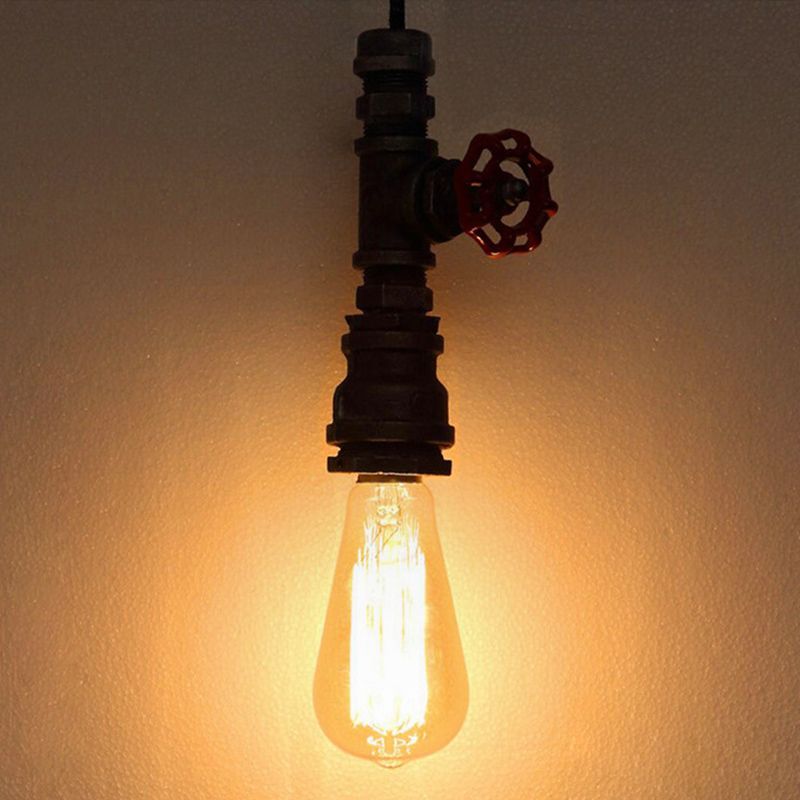 Bronze Exposed Bulb Pendant Ceiling Light Industrial Iron 1-Light Restaurant Down Lighting