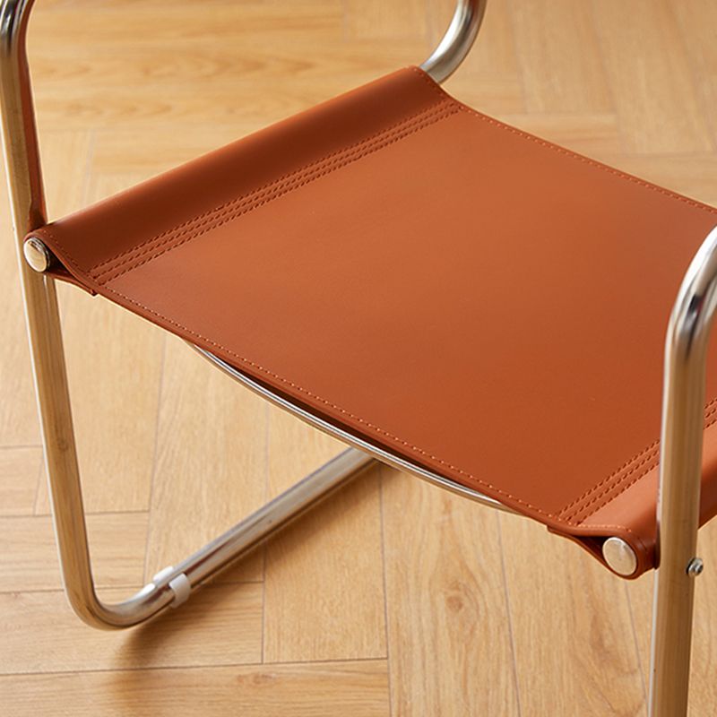 Modern Dining Accent Chair Faux Leather and Metal Dining Arm Chair