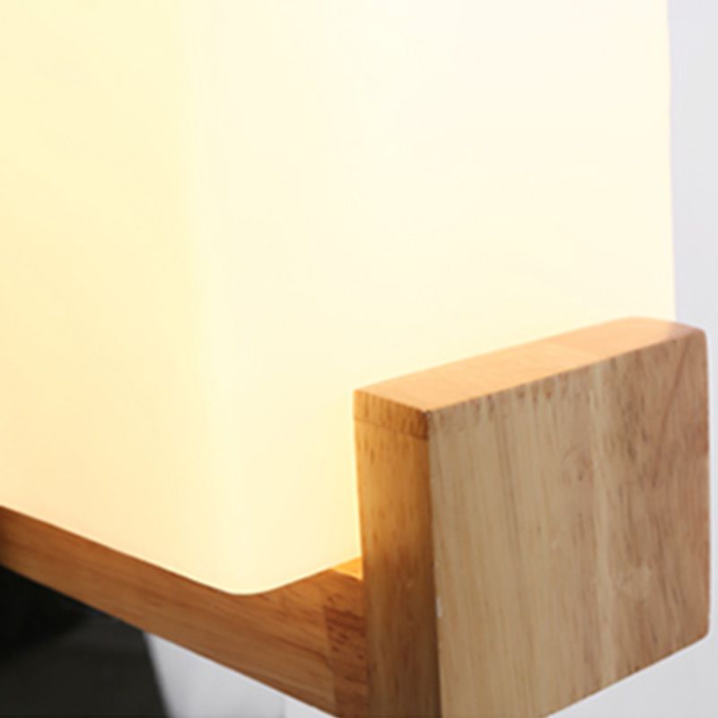 Wood Squared Wall Sconce Lighting Minimalist Style Wood Wall Mounted Light Fixture