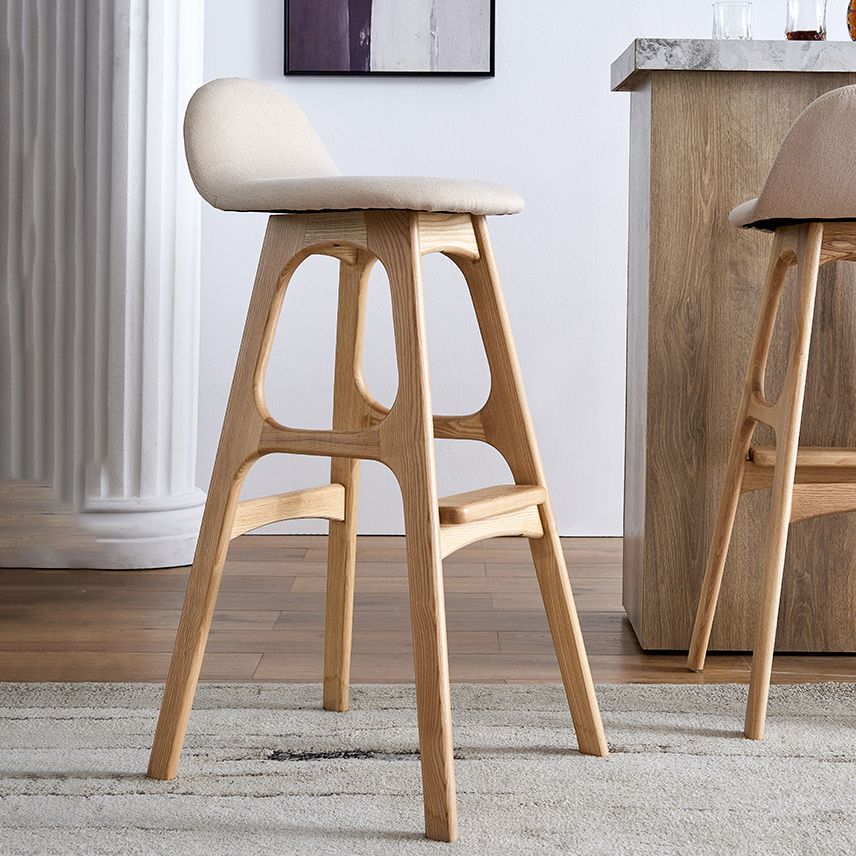 Ash Solid Wood Frame Armless Bar Stool Indoor Upholstered Bar Stool
