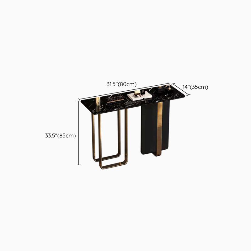 Rectangle Contemporary Console Accent Table Antique Finish Console Sofa Table in Marble