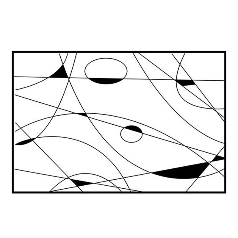 Black and White Lines Rug Living Room Carpet Polyester Washable Area Rug