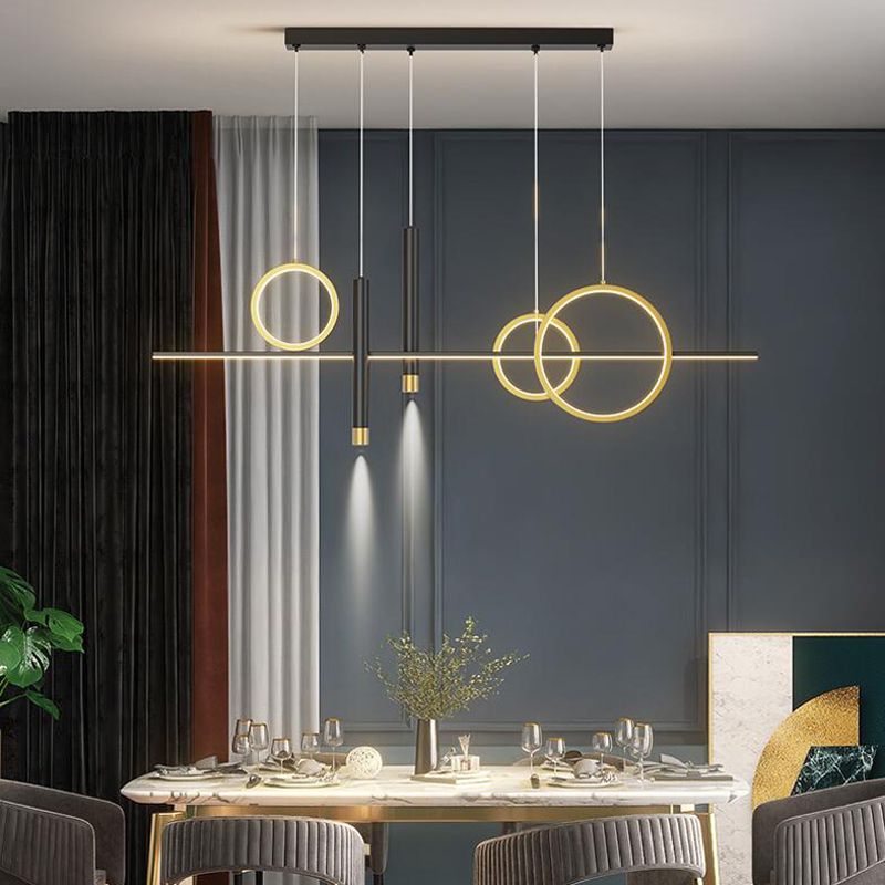 Modern Linear Island Chandelier Lights Metal Pendant Light Kit
