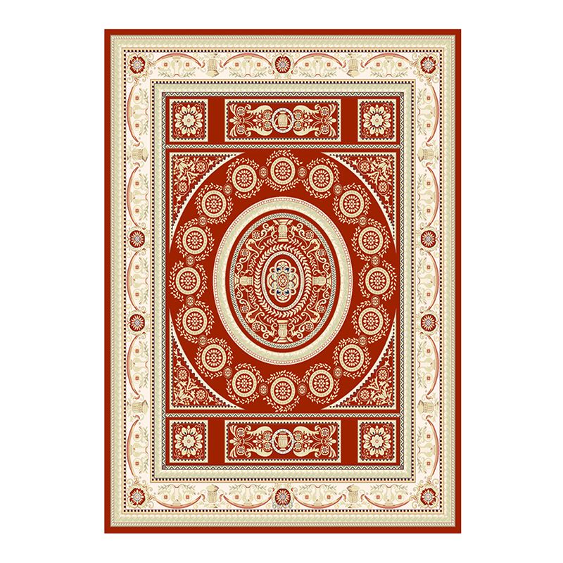 Fancy Traditional Area Rug Brown Polyester Area Carpet Stain Resistant Rug for Home Decor