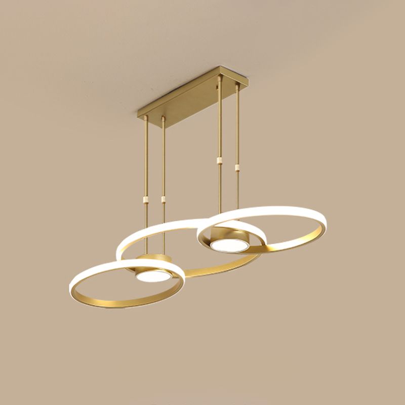 Finitura nera/oro lampadario a bordo a 4/anelli a 4/anelli moderno moderno lampada a soffitto a mano metallica a LED