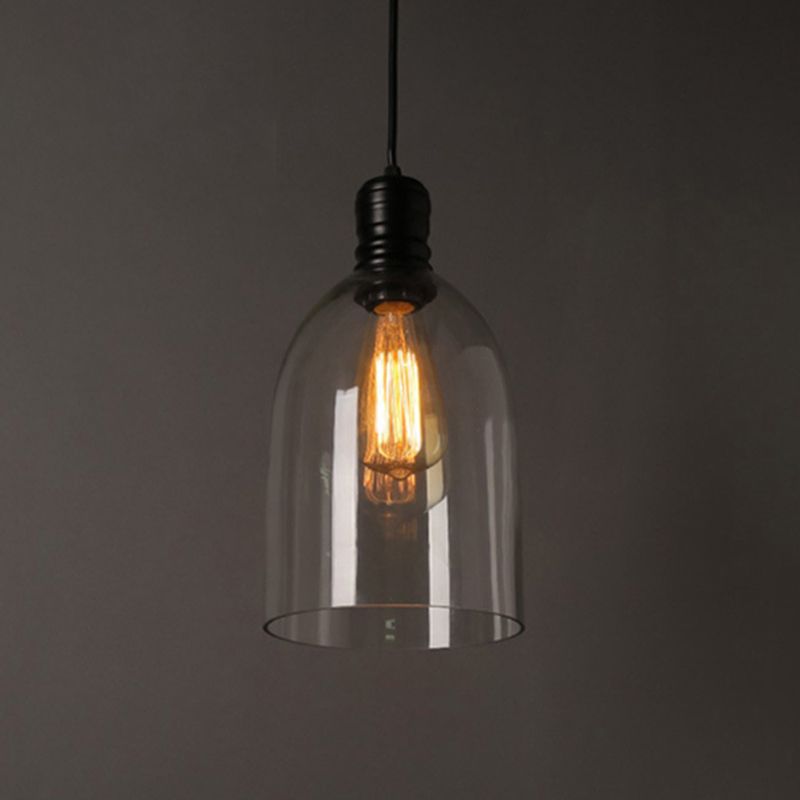 1 Light Bell Pendant Lamp Industrial Minimalist Clear Glass Hanging Lamp Kitchen Sink