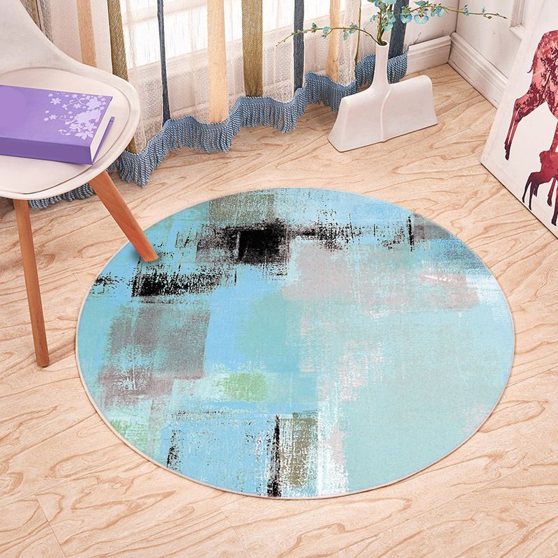 Casual Plant Printed Rug Multicolored Synthetics Area Carpet Non-Slip Backing Stain-Resistant Indoor Rug for Bedroom
