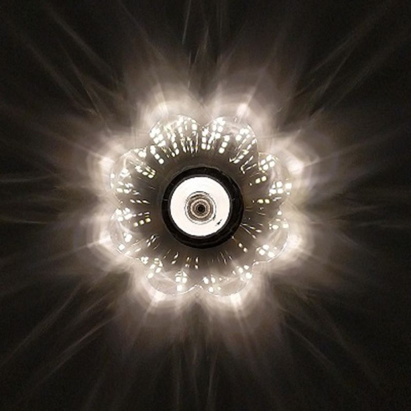 Mini plafoniera in cristallo larga 3,9 pollici Apparecchio di illuminazione a forma di fiore moderno e semplice per camera da letto con baldacchino in metallo