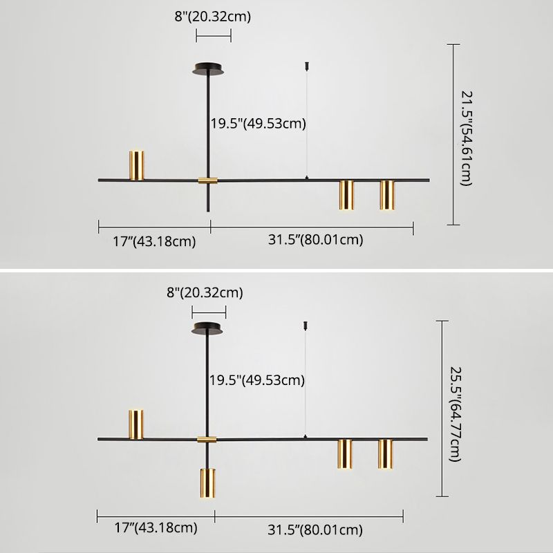 Cilindri della metà del secolo Luci lampadari dell'isola illuminazione isola metallica