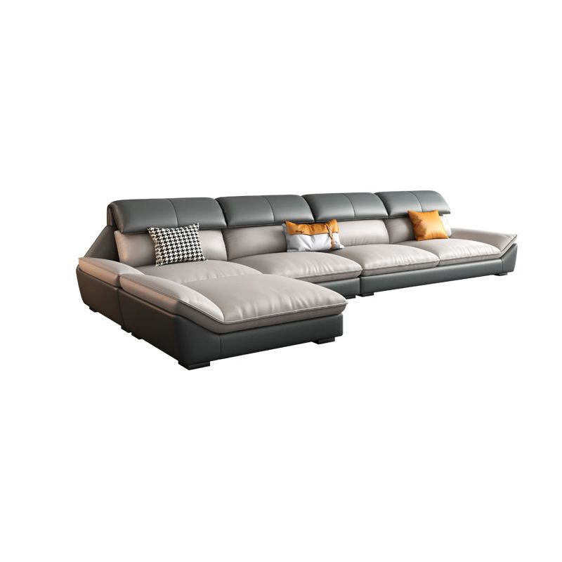 Contemporary Light-grey Sofa/Sentional with Pillow Top Arm 35.43"