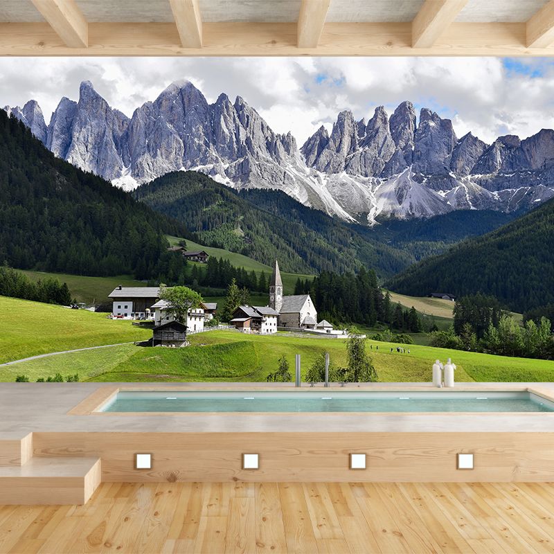 Mountain View Mural Wallpaper Washable Wall Covering for Bedroom Decoration