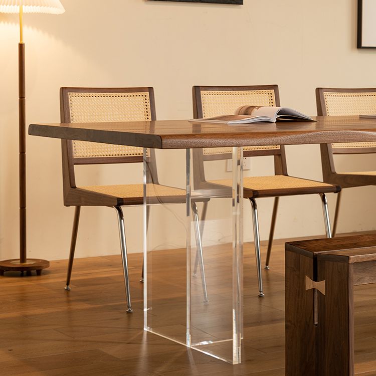 Modern Style Rectangle Solid Wood Dining Table with Double Pedestal