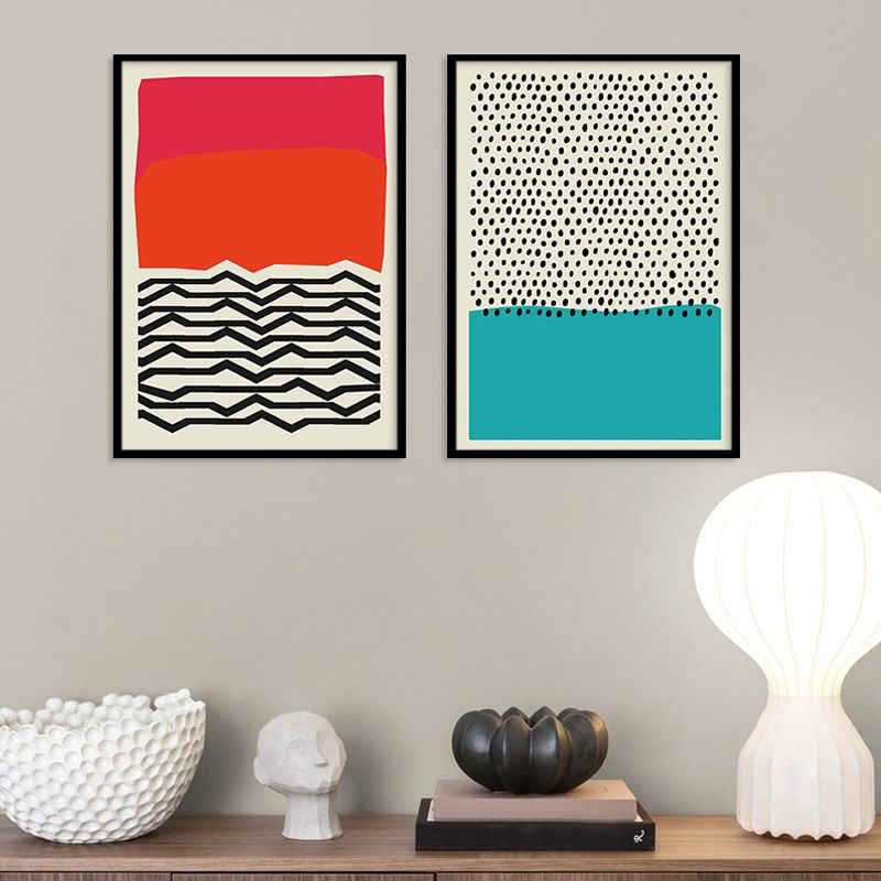 Skandinavische geometrische Leinwand-Wandkunst in hellen Farben für Wohnzimmer, verschiedene Größenoptionen