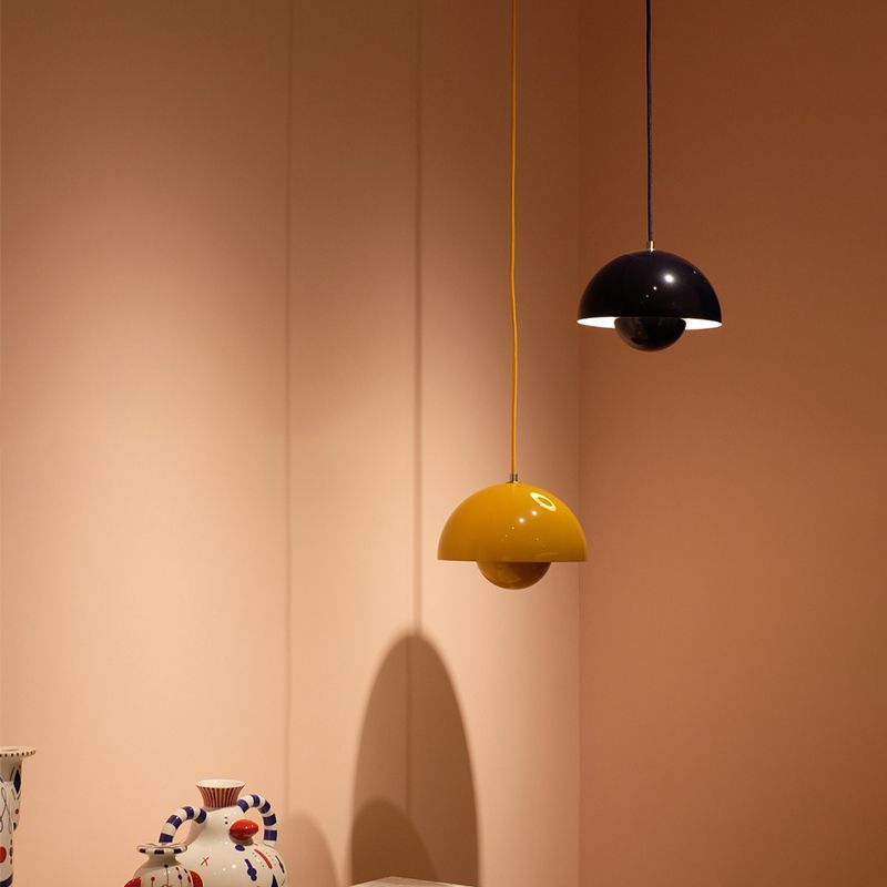 Lampe de suspension hémisphérique de fer à pendentif en fer à pendentif macaron nordique moderne pour espaces intérieurs