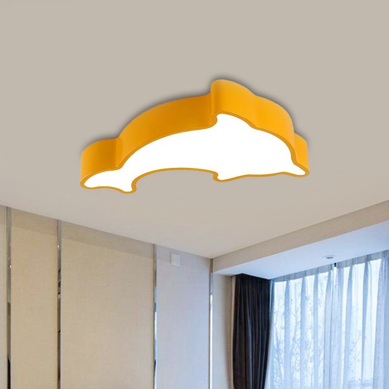 Weiß/Rot/Gelb Delphin Beleuchtung Kinder LED Acryl Flush Mount Deckenleuchte Licht für Schlafzimmer