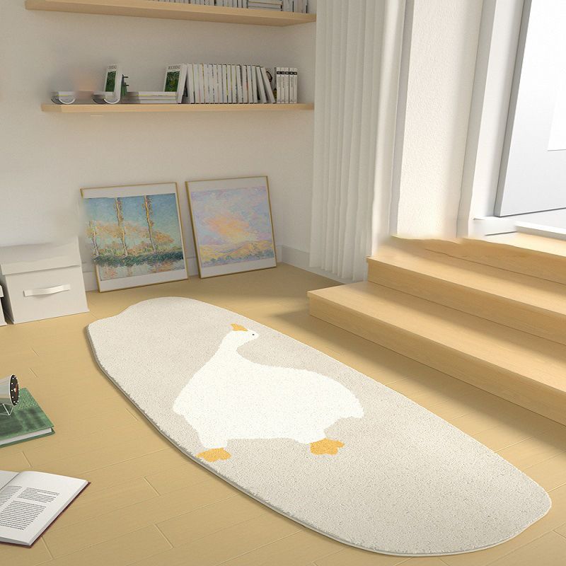 Apricot Simple Rug Polyester Duck Indoor Rug Non-Slip Backing Rug for Sitting Room