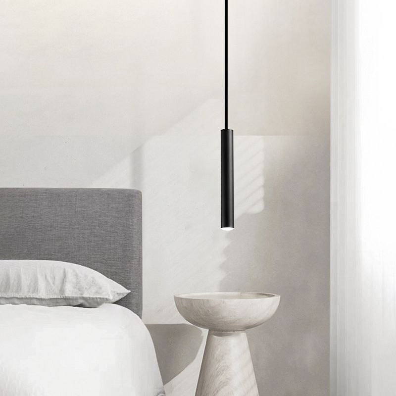 One-Light Black Metal Line Frame Pendant Light for Dinning Room Bedroom