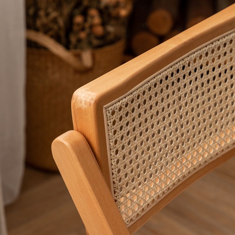 Silla de comedor casera de madera industrial, silla lateral de comedor sin brazos con respaldo abierto y respaldo de caña