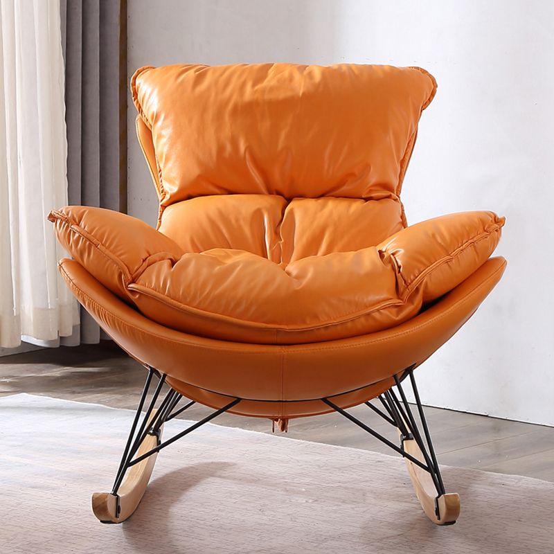 Orange Modern Rocking Chair Removable Cushions Rocker Chair with Ottoman