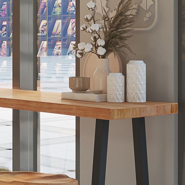 Modern Wood Bistro Bar Table with Rectangle Table Top Black Trestle Table - 42" H