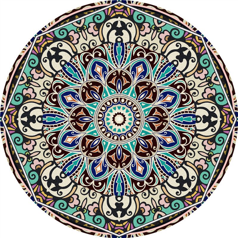 Brown Shabby Chic Rug Polyester Tribal Pattern Carpet Non-Slip Area Rug for Home Decor