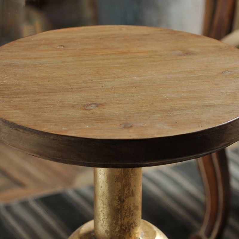 Solid Wood End Slide Table with Ironcraft Pedestal End Table