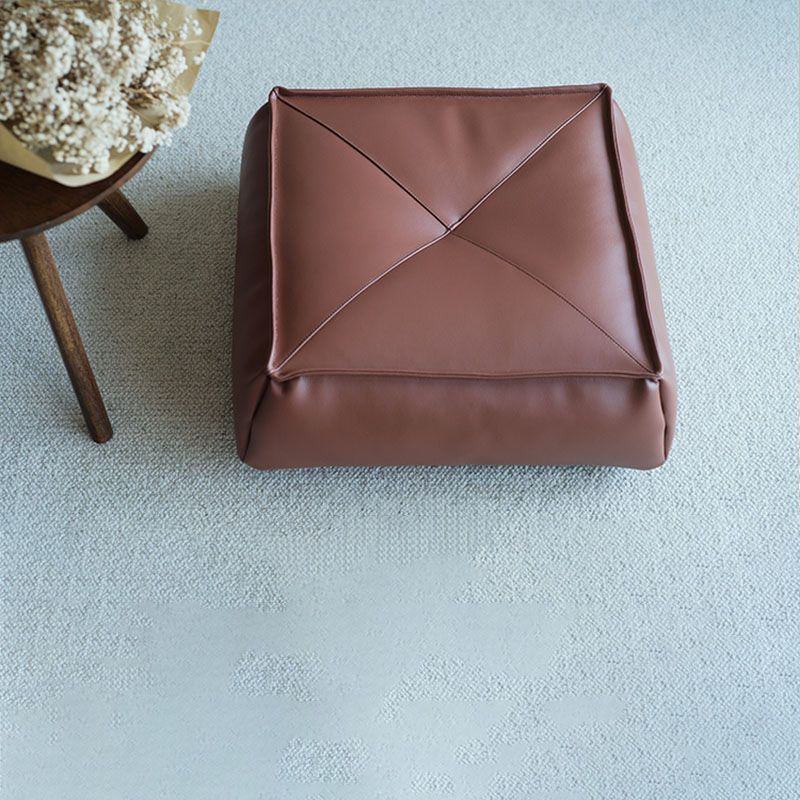 Modern Pouf Ottoman PU Leather Upholstered Solid Color Tear Resistant Square Ottoman