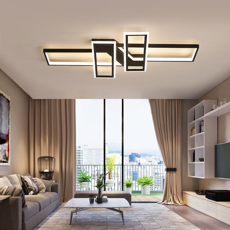 Lámpara semi empotrada de acrílico moderna para sala de estar con marco LED y luz de montaje en techo