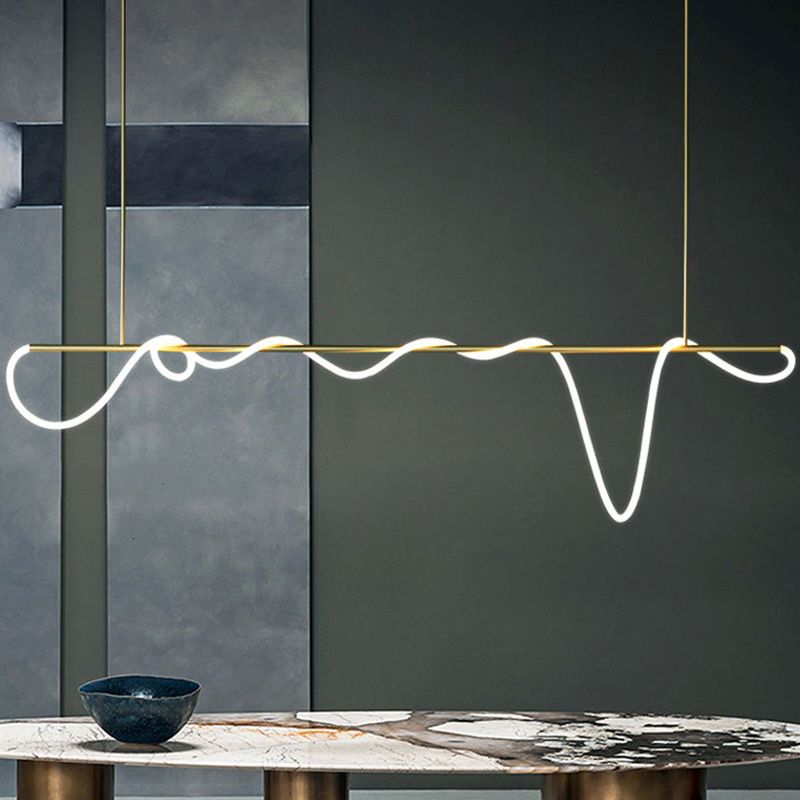 Minimalism Nordic Style LED Island Light Soft Silicone Lampshade Home Decorative Lighting Fixture in Gold