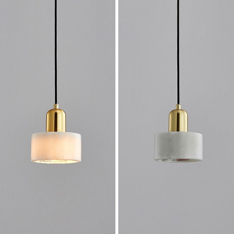 Cylinder Stone Hanging Pendant Light Minimalist-Style Hanging Lamp Kit for Bedroom